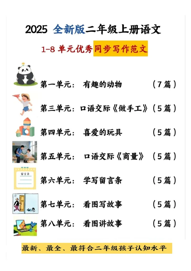 《新版•2上语文《1-8单元同步写话范文+练习》_26秋小学语文《精选合集》_新版•2年级语文《精选合集》上册_新版•2上语文《看图写话》》第1页预览