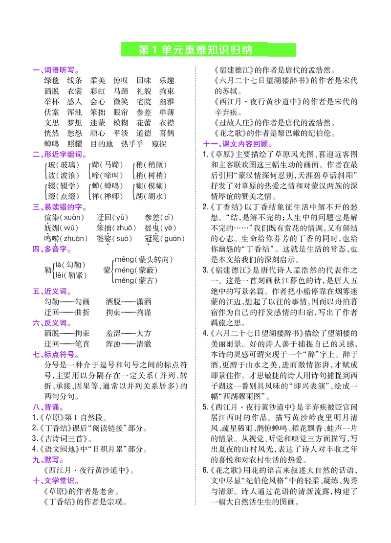 《六年级上册重难知识归纳_6年级上册同步教辅_6上语文_六上语文专项练习》第1页预览