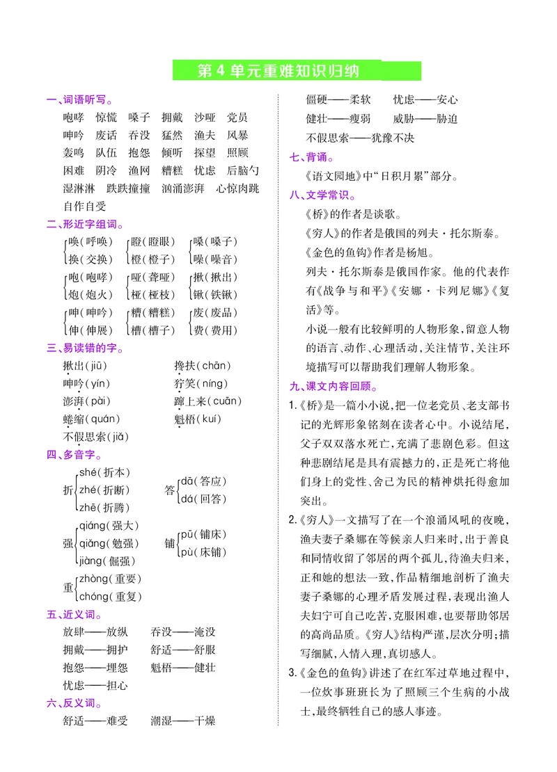 《六年级上册重难知识归纳_6年级上册同步教辅_6上语文_六上语文专项练习》第4页预览