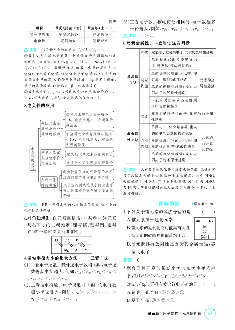 《2_精讲册-第五章　原子结构　元素周期律_2026版教学资源包_202653高考总复习A版_广东版_2026版.广东版.选考总复习.化学.5·3A版_二、教师用书PDF_第五章原子结构元素周期律_1_专题资料包》第3页预览