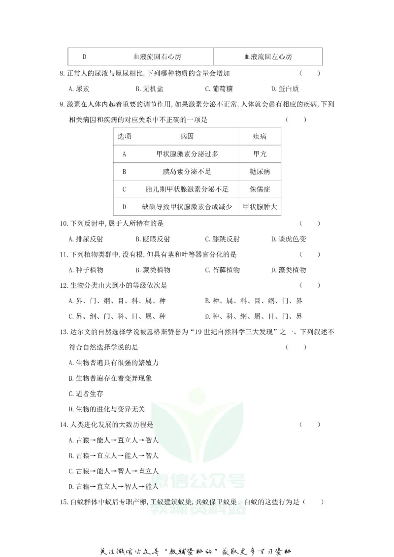 《2018甘肃省兰州市中考生物试题及答案_初高中资料库_初中资料库（转存避免链接过期失效）_初中生物》第2页预览
