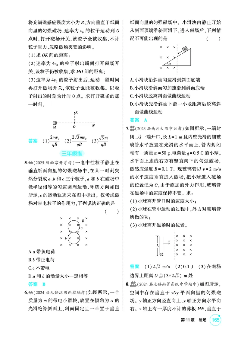 《2_精练册PDF11-第11章　磁场_2026版教学资源包_202653高考总复习A版_江苏版_2026版.江苏版.选考总复习.物理.5·3A版_二、教师用书PDF_第11章磁场_1_PDF教参电子书》第5页预览