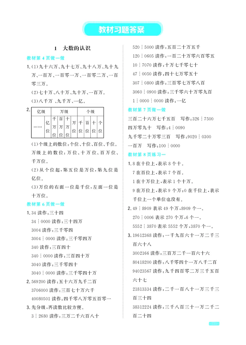 《教材习题答案4a_2025小学全科《课后习题答案》大合集语文数学英语科学道法_《小学课后习题参考答案》2025秋_小学数学（25秋更新）_数学（人教版）25秋更新_参考答案（1-6上册）25秋更新》第1页预览