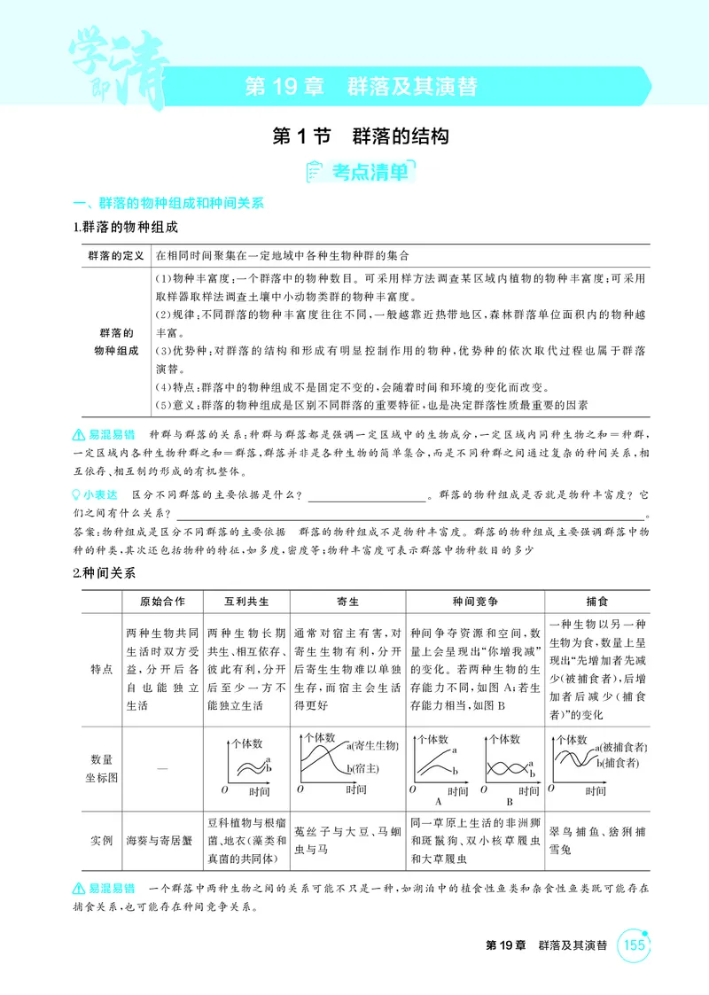 《2_精讲册-第19章群落及其演替_2026版教学资源包_202653高考总复习A版_湖南版_2026版.湖南版.选考总复习.生物.5·3A版_第4部分生物与环境_第19章群落及其演替_4_PDF教参电子书》第1页预览