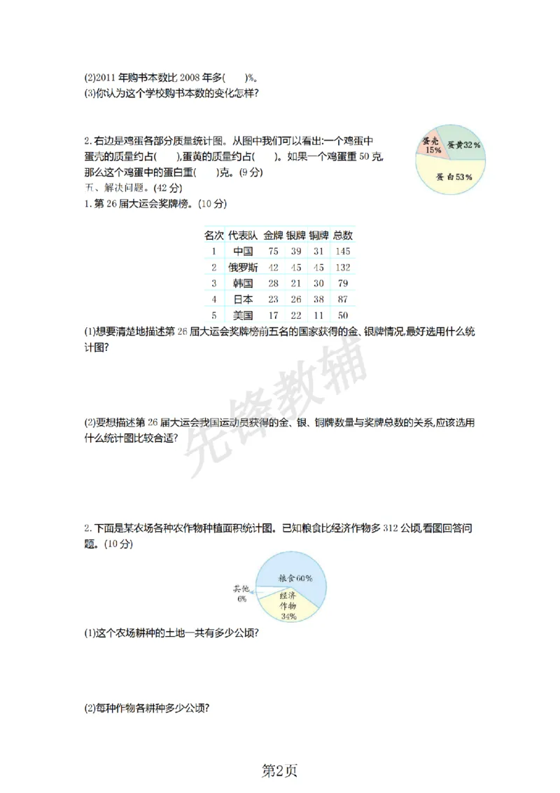 《六年级（下）数学第五单元检测卷.2《青岛63版》_6年级下册同步教辅_6下-数学_六下数学青岛版试卷》第2页预览