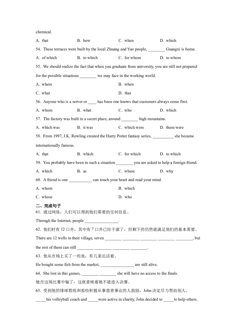 《12定语从句(精练)-(通用版)_英语(2)_一轮复习_2024年_2024年高考英语一轮复习语法能力突破必备(PPT+复习卡+精练题)(通用版)_资料》第6页预览
