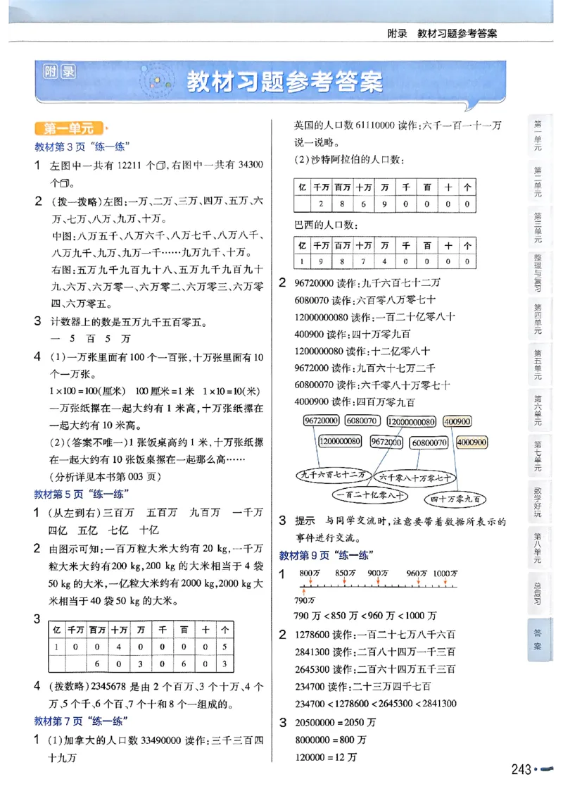《北师大版数学四年级上册《教材习题参考答案》（25秋）_2025小学全科《课后习题答案》大合集语文数学英语科学道法_《小学课后习题参考答案》2025秋_小学数学（25秋更新）_1-6上册》第1页预览