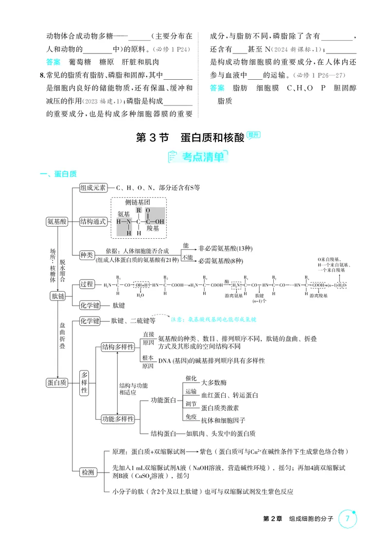 《2_精讲册第2章组成细胞的分子_2026版教学资源包_202653高考总复习A版_新高考_生物_教师A版2026年.新高考版.生物.53_第1部分分子与细胞_第2章组成细胞的分子_4_PDF教参电子书》第4页预览