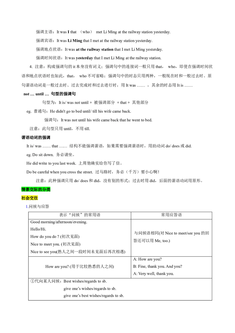 《14特殊句式和情景交际（精讲精练）（原卷版）_英语(2)_一轮复习_2025年_2025届高三英语一轮复习闯关攻略（核心语法知识夯基教材知识全梳理）（人教版）_资料_1-必修一_核心语法知识夯基》第5页预览