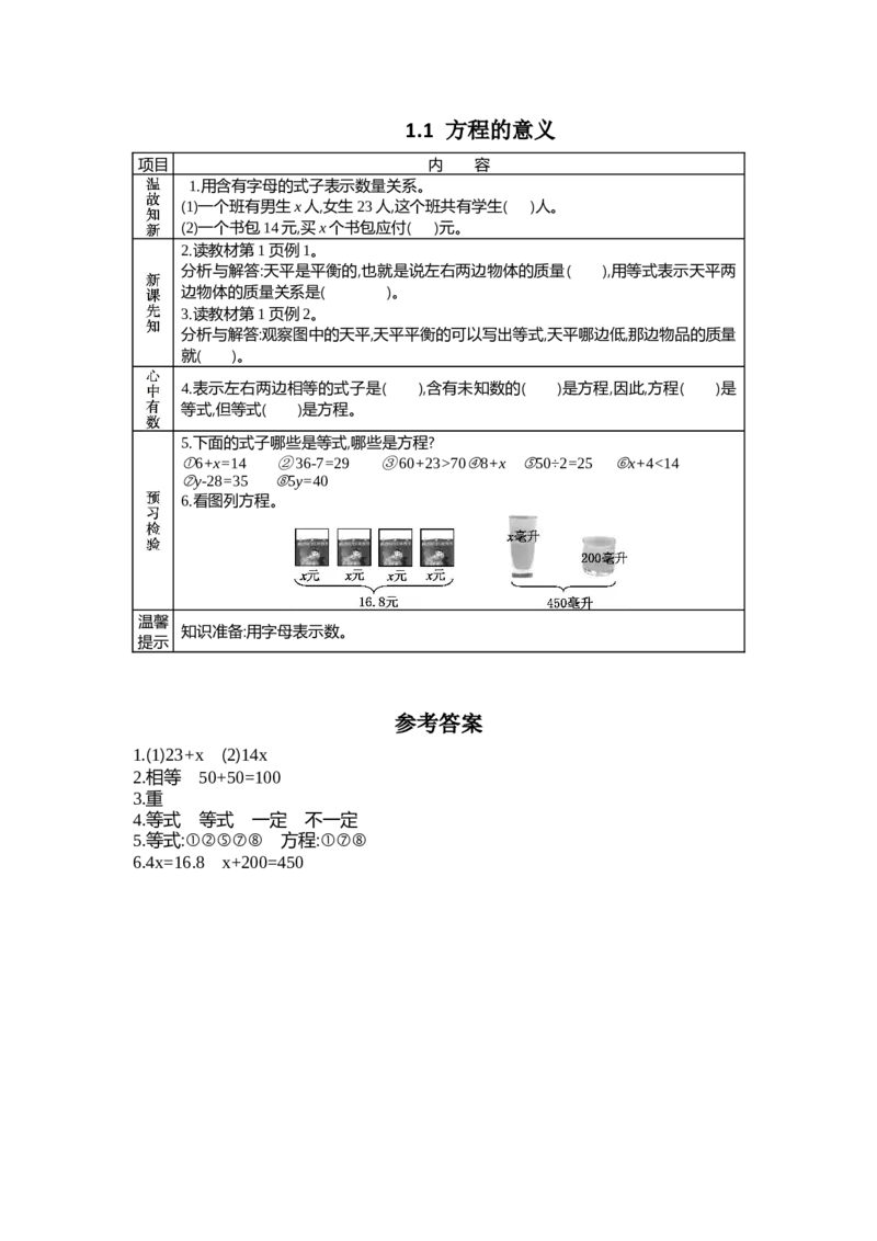 《1.1方程的意义_26春小学语数英道科各版本《课件+教案》_26春各版本数学《课件+教案》1-6年级下册_26春苏教版数学1-6年级下册教案课件PPT_苏教版数学五年级下册教案课件(26春)_学案》第1页预览