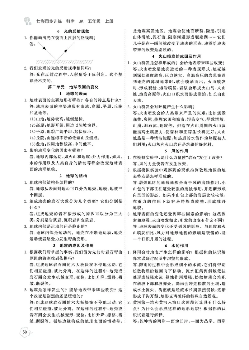 《参考答案科学5a_2025小学全科《课后习题答案》大合集语文数学英语科学道法_《小学课后习题参考答案》2025秋_小学科学_1-6上册》第2页预览