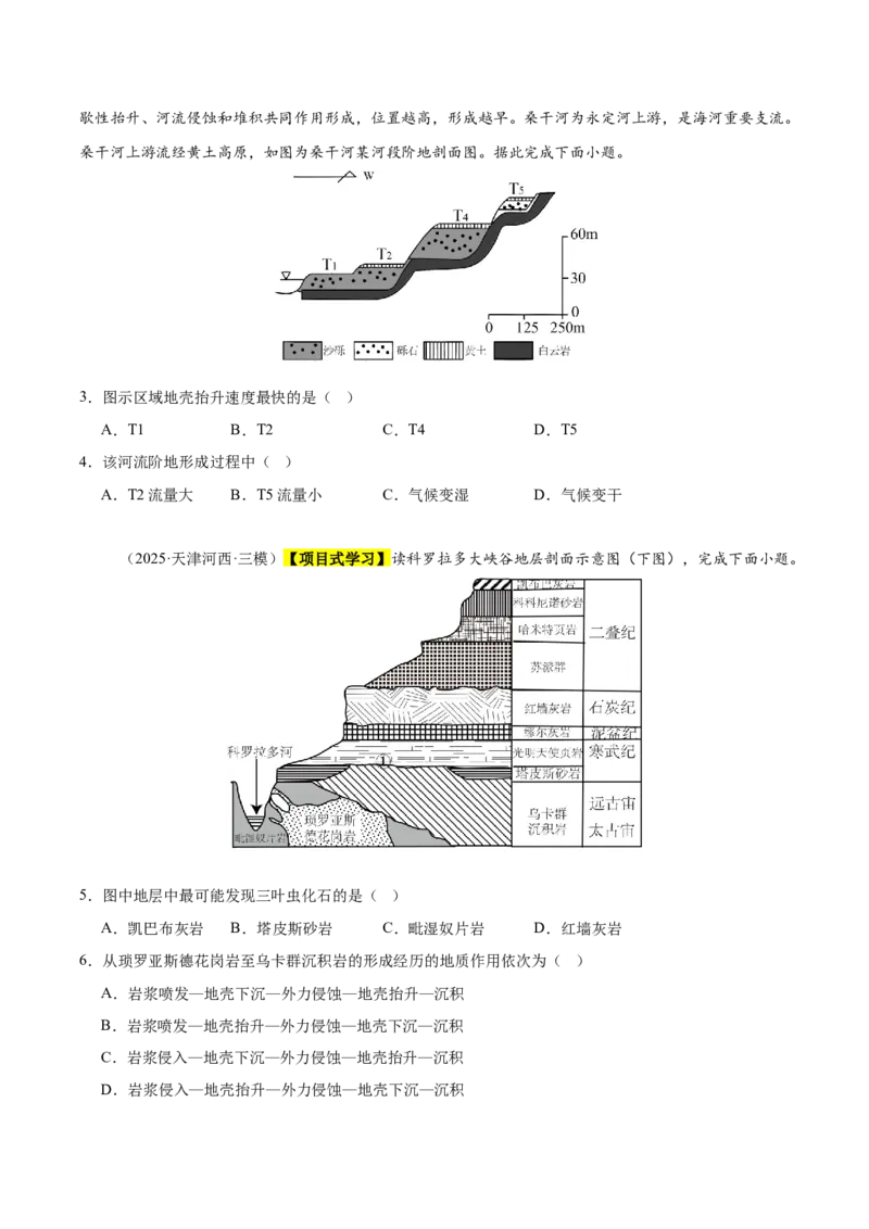 《专题04地质地貌（新高考通用）（学生版）_地理_2026年-地理高考专项复习_2025年高考地理三模试题分类汇编（新高考通用）_2025版》第2页预览