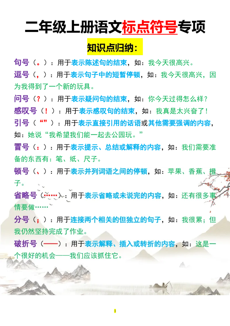 《新版•2上语文《标点符号歌、专项练习题》_26秋小学语文《精选合集》_新版•2年级语文《精选合集》上册_新版•2上语文《专项合集》》第1页预览