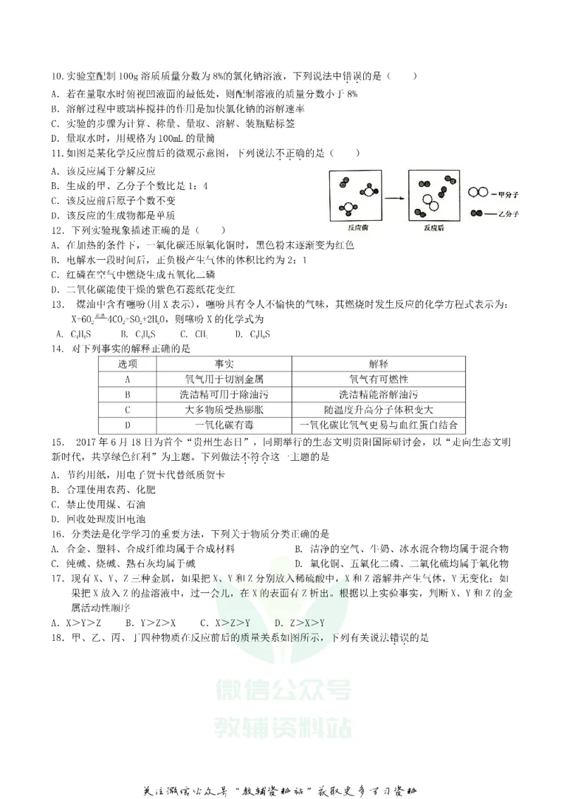 《2018湖南省衡阳市中考化学真题及答案_初高中资料库_初中资料库（转存避免链接过期失效）_初中化学》第2页预览
