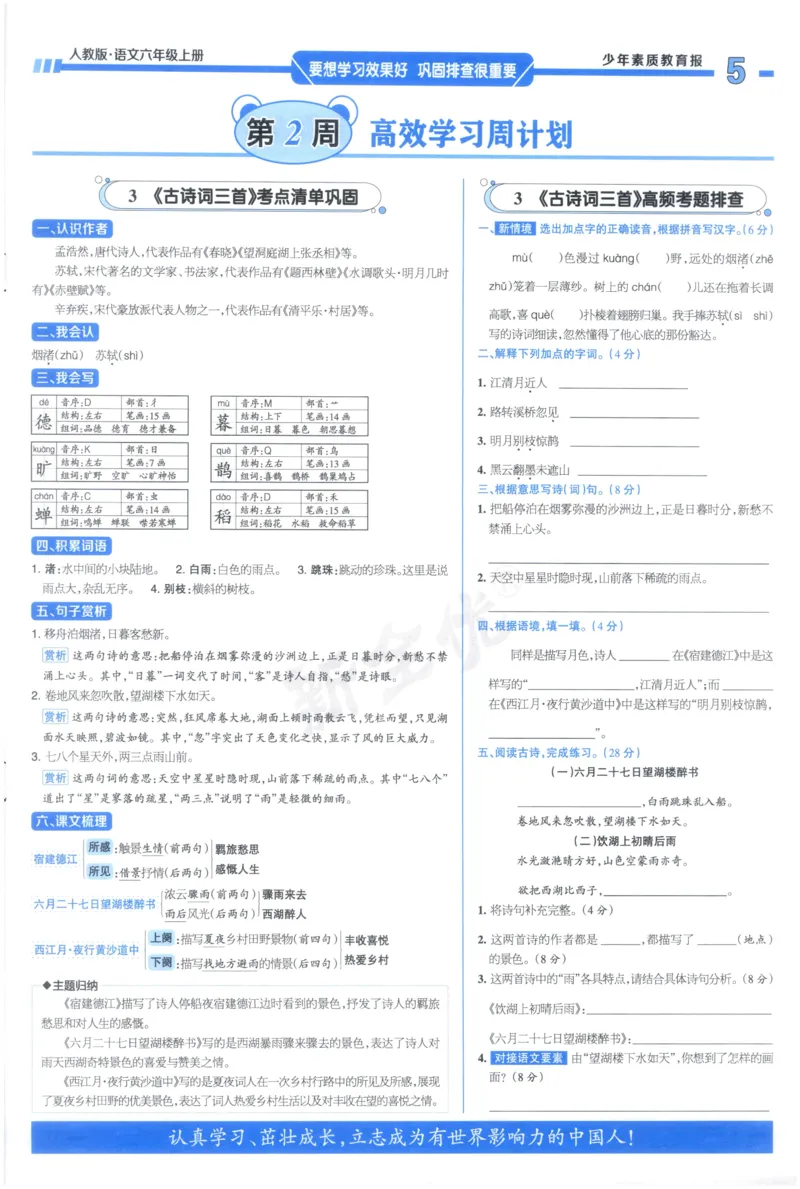 《6上语文少年素质教育报《周末基础复习》_2026秋《少年素质教育报·周末基础复习》》第5页预览