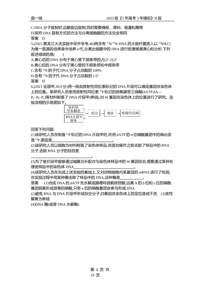 《1_专题10　遗传的分子基础（试题word）_2023版教学资源包_2023版新高考新教材版选考总复习生物5·3B版_10_专题十遗传的分子基础_3_试题WORD》第4页预览