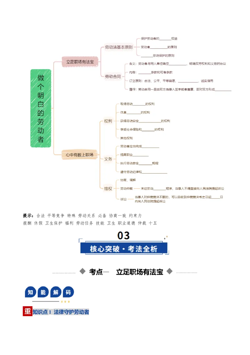 《第07课做个明白的劳动者（复习讲义）（学生版）（全国通用）_zheng治_2026年_2026年高考政治一轮复习讲义+练习+课件（新教材新高考）-G55_2026版_选择性必修2法律与生活》第3页预览