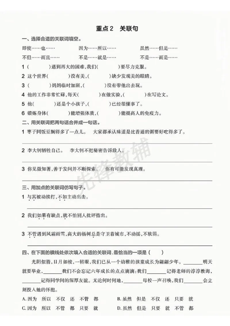 《六年级（下）语文重难点句式专项_6年级下册同步教辅_6下-语文_六下语文专项练习》第2页预览