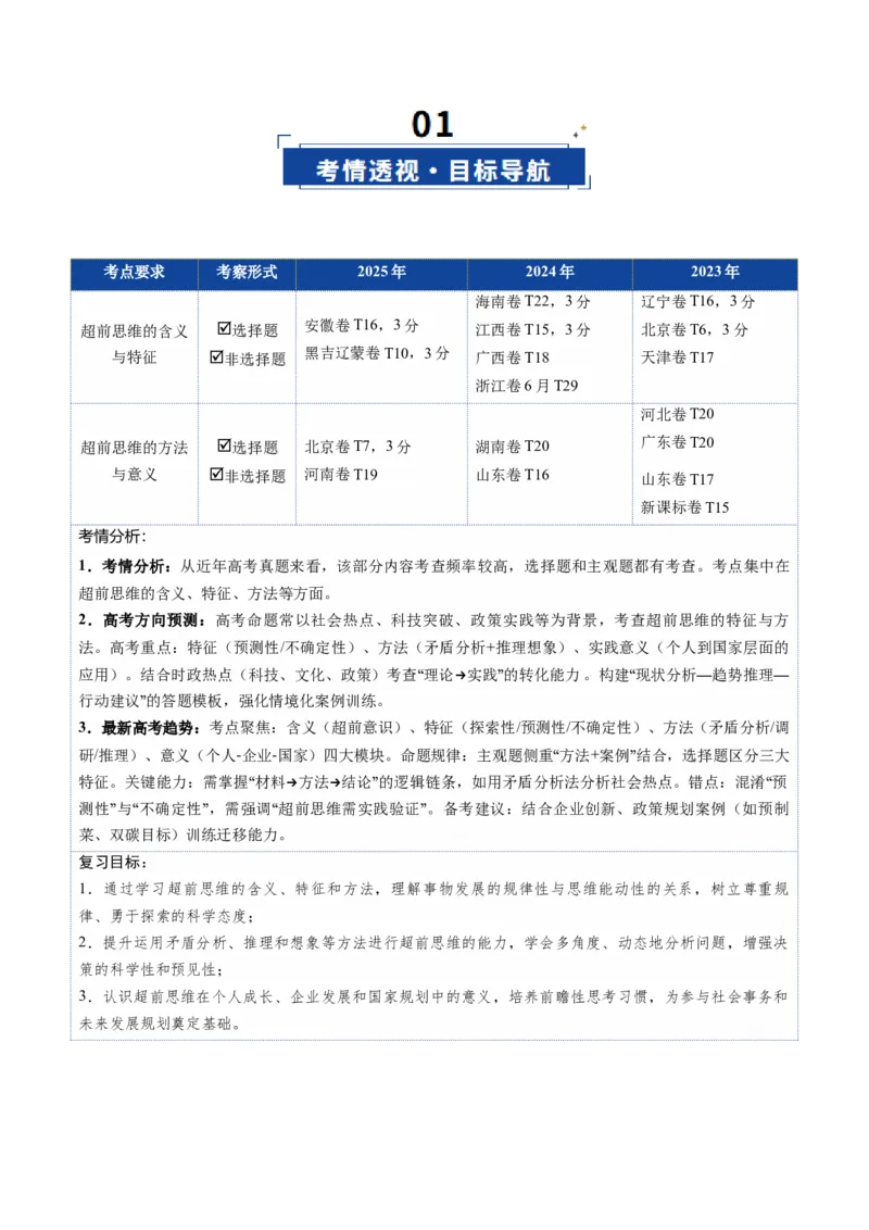 《第13课创新思维要力求超前（复习讲义）（学生版）（全国通用）_zheng治_2026年_2026年高考政治一轮复习讲义+练习+课件（新教材新高考）-G55_2026版_选择性必修3逻辑与思维》第2页预览