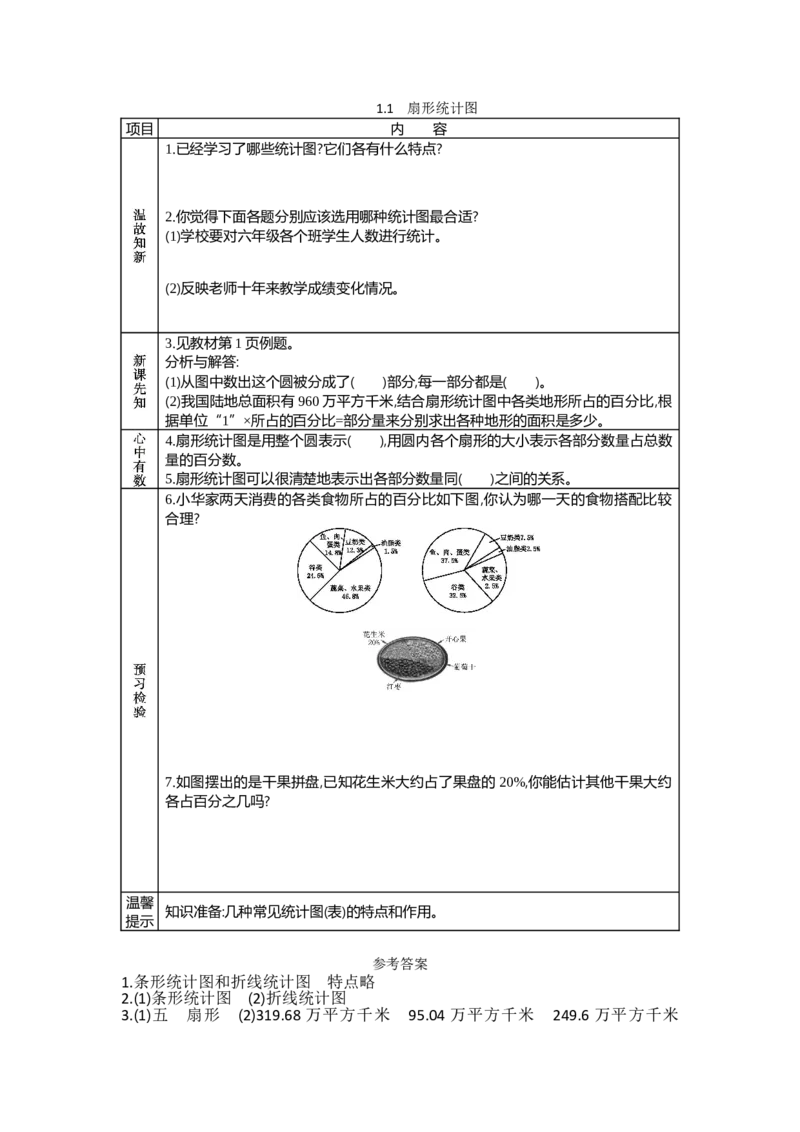 《1.1扇形统计图_26春小学语数英道科各版本《课件+教案》_26春各版本语数英《七彩课堂》教学课件+教案_数学《七彩课堂课件教案》苏教26春_第一单元扇形统计图（教案+学案）_学案》第1页预览