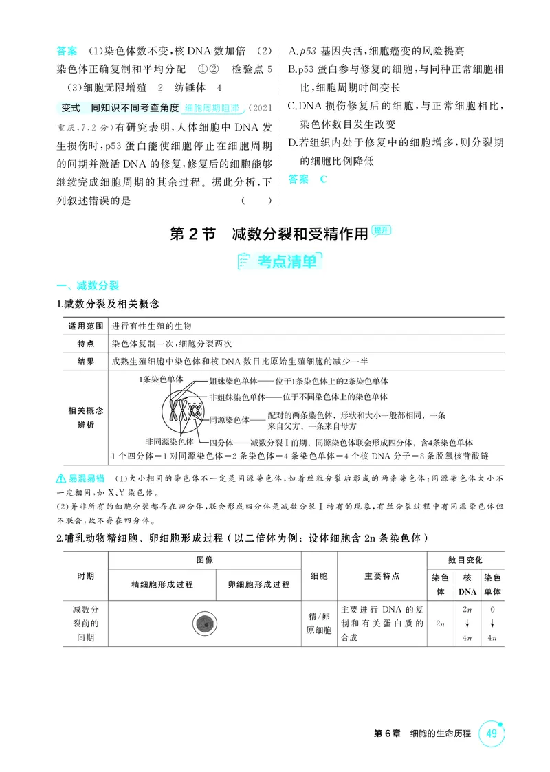 《2_精讲册-第6章细胞的生命历程_2026版教学资源包_202653高考总复习A版_湖南版_2026版.湖南版.选考总复习.生物.5·3A版_第1部分分子与细胞_第6章细胞的生命历程_4_PDF教参电子书》第5页预览