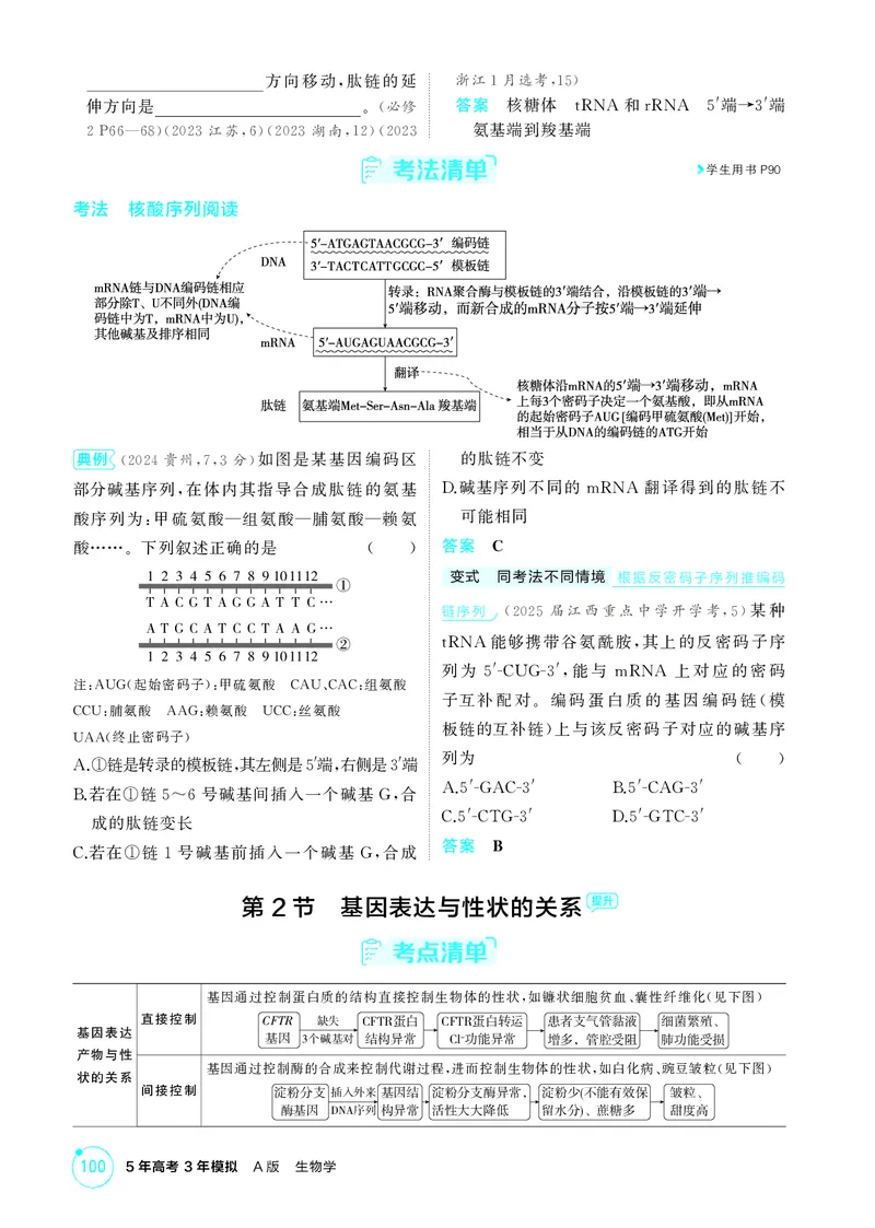 《2_精讲册第10章基因的表达_2026版教学资源包_202653高考总复习A版_新高考_生物_教师A版2026年.新高考版.生物.53_第2部分遗传与进化_第10章基因的表达_4_PDF教参电子书》第3页预览