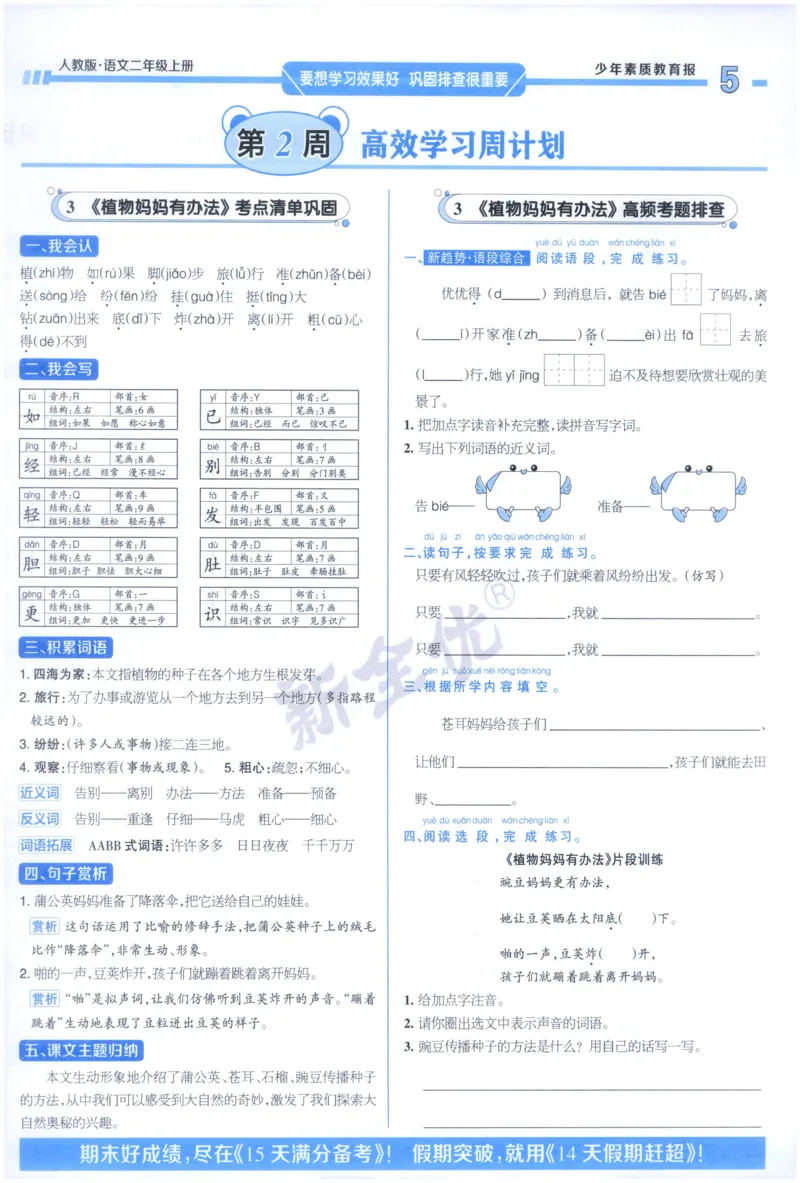 《2上语文少年素质教育报《周末基础复习》_2026秋《少年素质教育报·周末基础复习》》第5页预览
