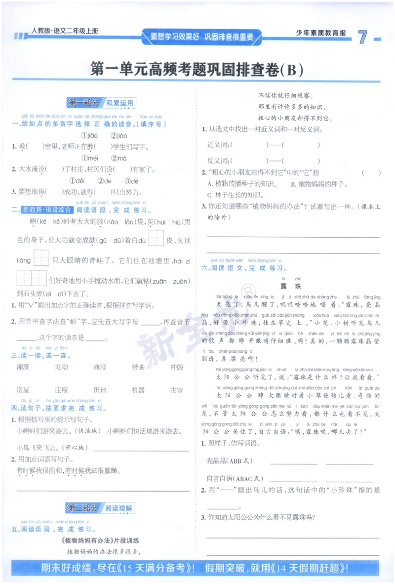 《2上语文少年素质教育报《周末基础复习》_2026秋《少年素质教育报·周末基础复习》》第7页预览