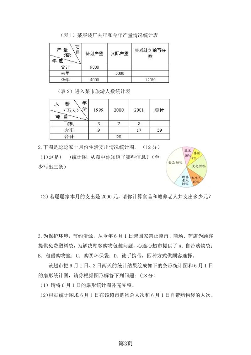 《六年级（下）数学第四单元测试卷.1《西师版》_6年级下册同步教辅_6下-数学_六下数学西师版试卷》第3页预览
