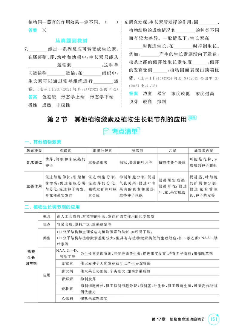《2_精讲册第17章植物生命活动的调节_2026版教学资源包_202653高考总复习A版_新高考_生物_教师A版2026年.新高考版.生物.53_第3部分稳态与调节_第17章植物生命活动的调节_4_PDF教参电子书》第3页预览