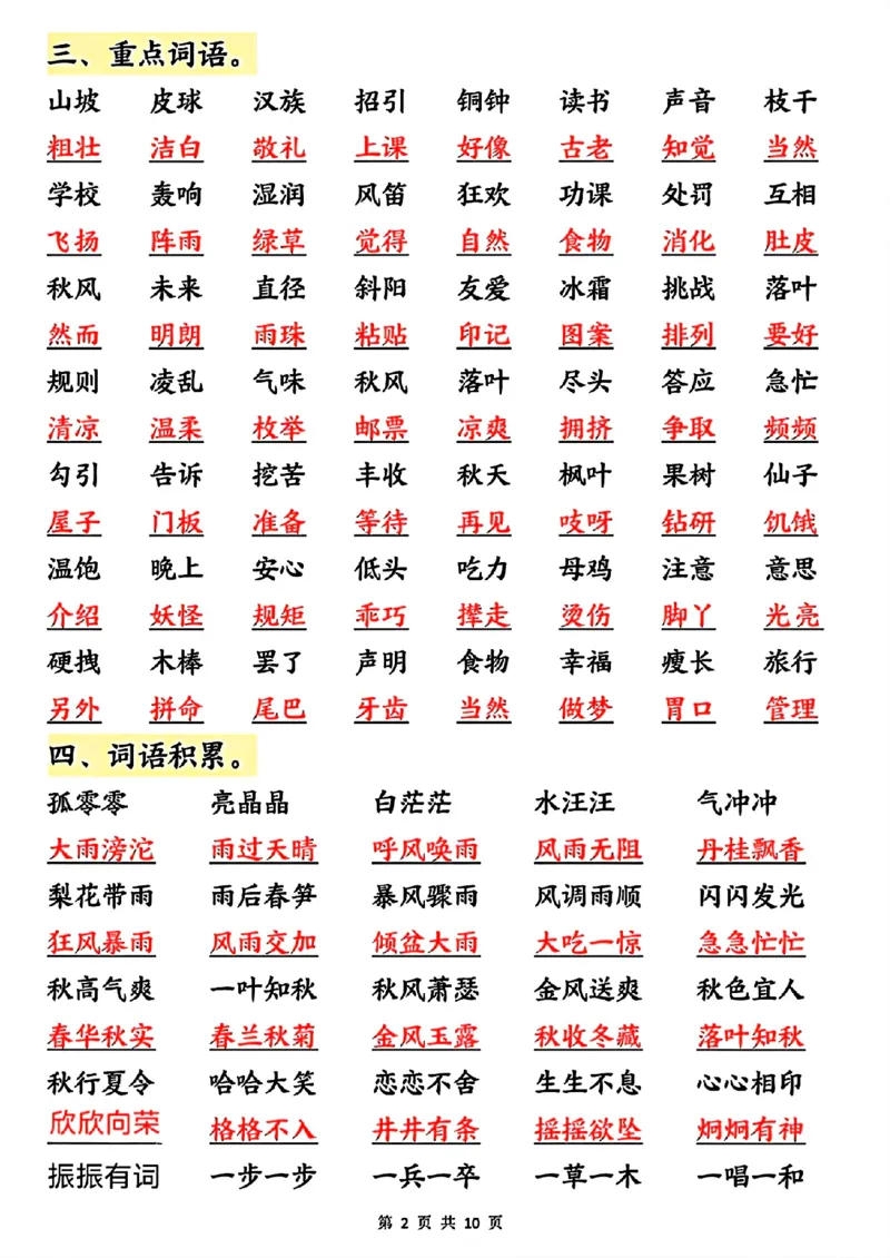 《新版•3上语文《高频考点归纳》_26秋小学语文《精选合集》_新版•3年级语文《精选合集》上册_新版•3上语文《重点汇总》》第2页预览