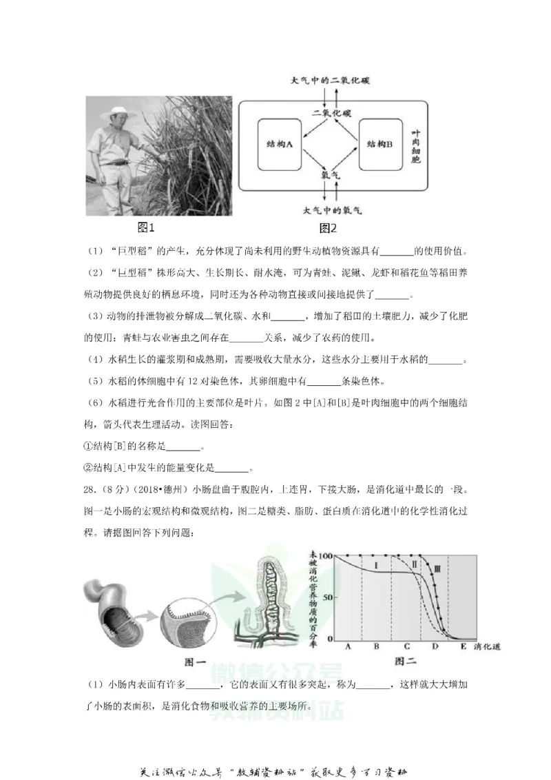 《2018山东省德州市中考生物真题及答案_初高中资料库_初中资料库（转存避免链接过期失效）_初中生物》第7页预览