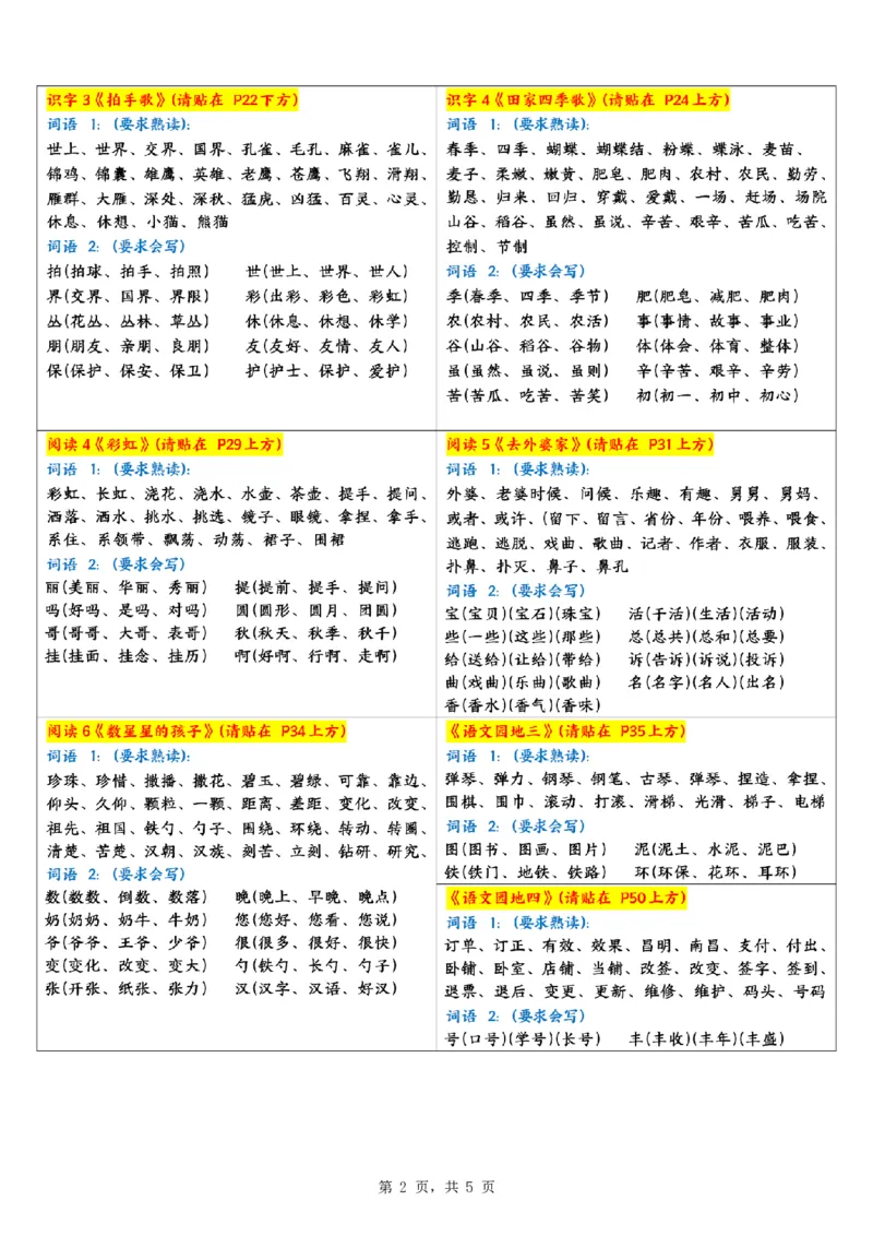 《新版•2上语文《每课重点字词课课贴》_26秋小学语文《精选合集》_新版•2年级语文《精选合集》上册_新版•2上语文《生字字帖》》第2页预览