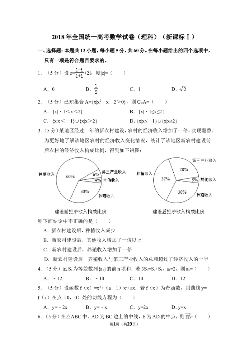《2018年全国统一高考数学试卷（理科）（新课标ⅰ）（含解析版）_高考一二三轮复习_数学_2027年高考数学专项复习更新中_2008年-2026年数学高考真题-G427_2008-2020年高考_2008-2020年_全国卷_597》第1页预览
