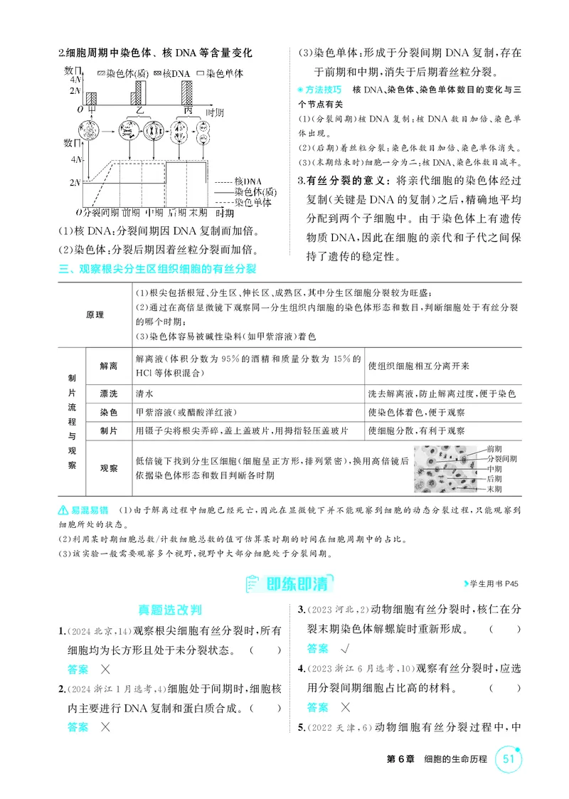 《2_精讲册第6章细胞的生命历程_2026版教学资源包_202653高考总复习A版_新高考_生物_教师A版2026年.新高考版.生物.53_第1部分分子与细胞_第6章细胞的生命历程_4_PDF教参电子书》第3页预览