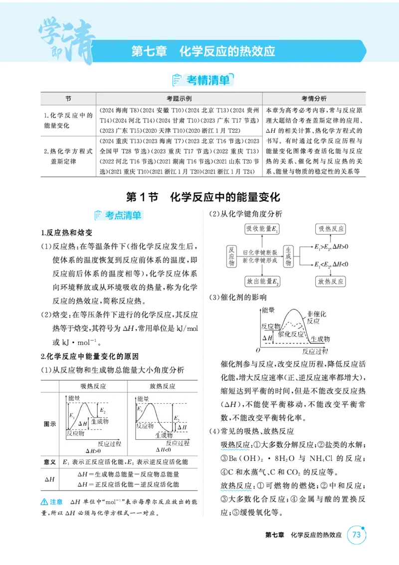 《2_精讲册-第七章化学反应的热效应_2026版教学资源包_202653高考总复习A版_新高考_化学_教师A版2026年.新高考版.化学.53_二、教师用书PDF_第七章化学反应的热效应_1_专题资料包》第1页预览