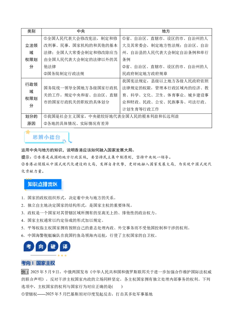 《第02课国家的结构形式（复习讲义）（学生版）（全国通用）_zheng治_2026年_2026年高考政治一轮复习讲义+练习+课件（新教材新高考）-G55_2026版_选择性必修1当代国际政治与经济》第5页预览