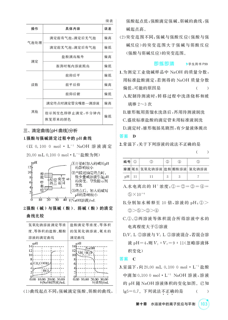 《2_精讲册-第十章　水溶液中的离子反应与平衡_2026版教学资源包_202653高考总复习A版_广东版_2026版.广东版.选考总复习.化学.5·3A版_二、教师用书PDF_第十章水溶液中的离子反应与平衡》第5页预览