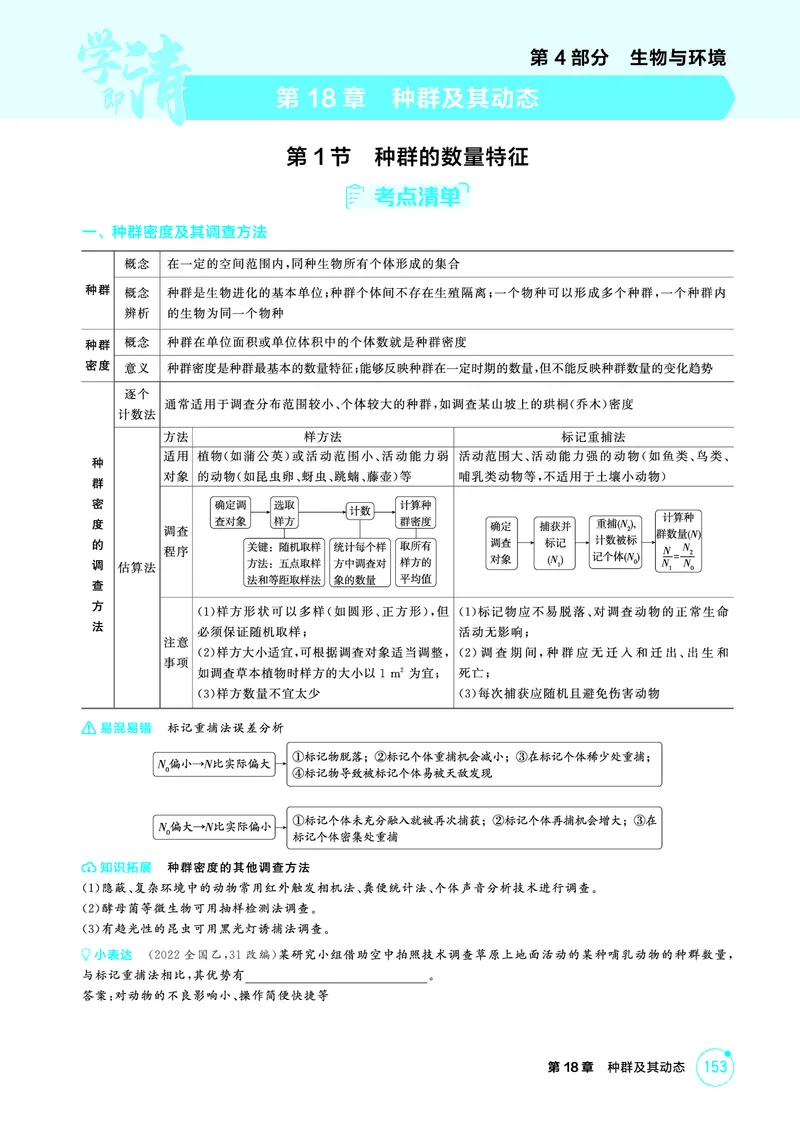 《2_精讲册-第18章种群及其动态_2026版教学资源包_202653高考总复习A版_广东版_2026版.广东版.选考总复习.生物.5·3A版_第4部分生物与环境_第18章种群及其动态_4_PDF教参电子书》第1页预览