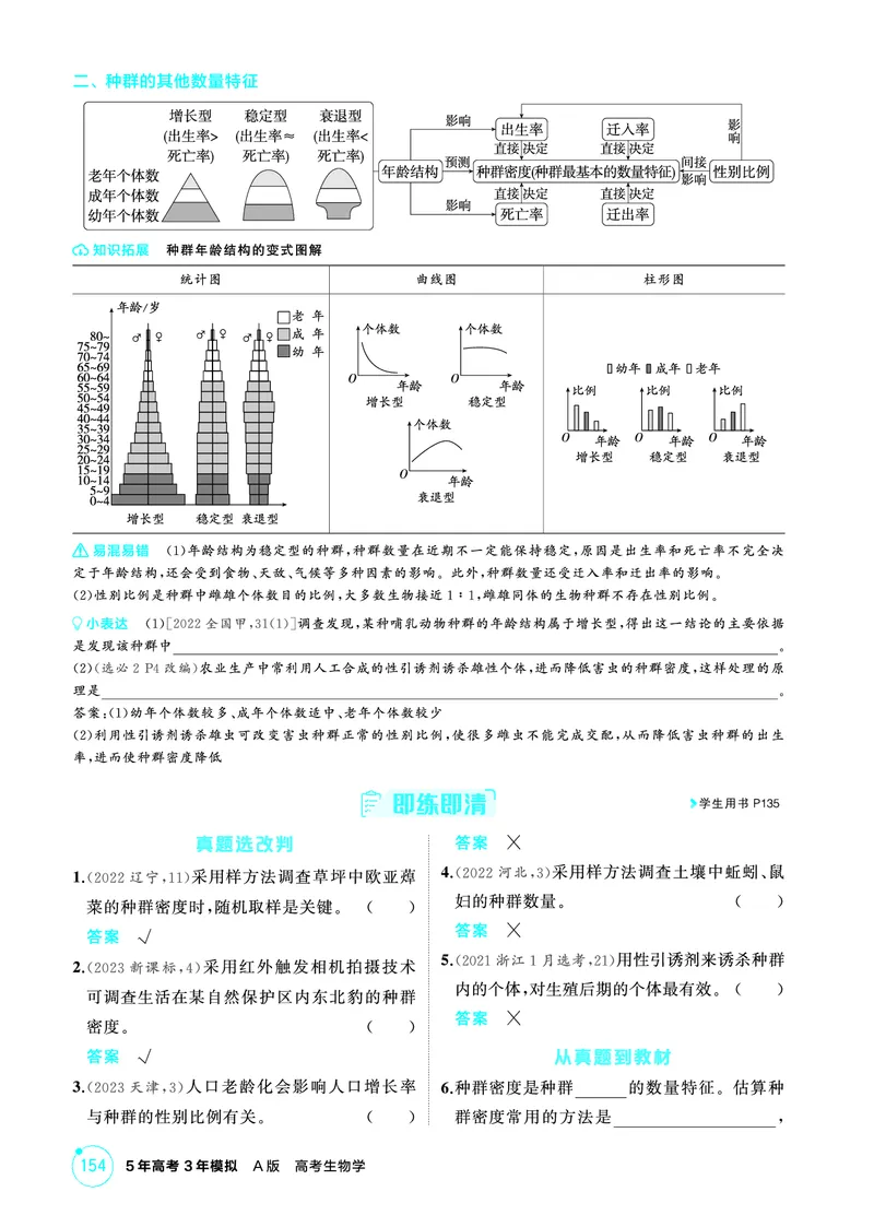 《2_精讲册-第18章种群及其动态_2026版教学资源包_202653高考总复习A版_广东版_2026版.广东版.选考总复习.生物.5·3A版_第4部分生物与环境_第18章种群及其动态_4_PDF教参电子书》第2页预览