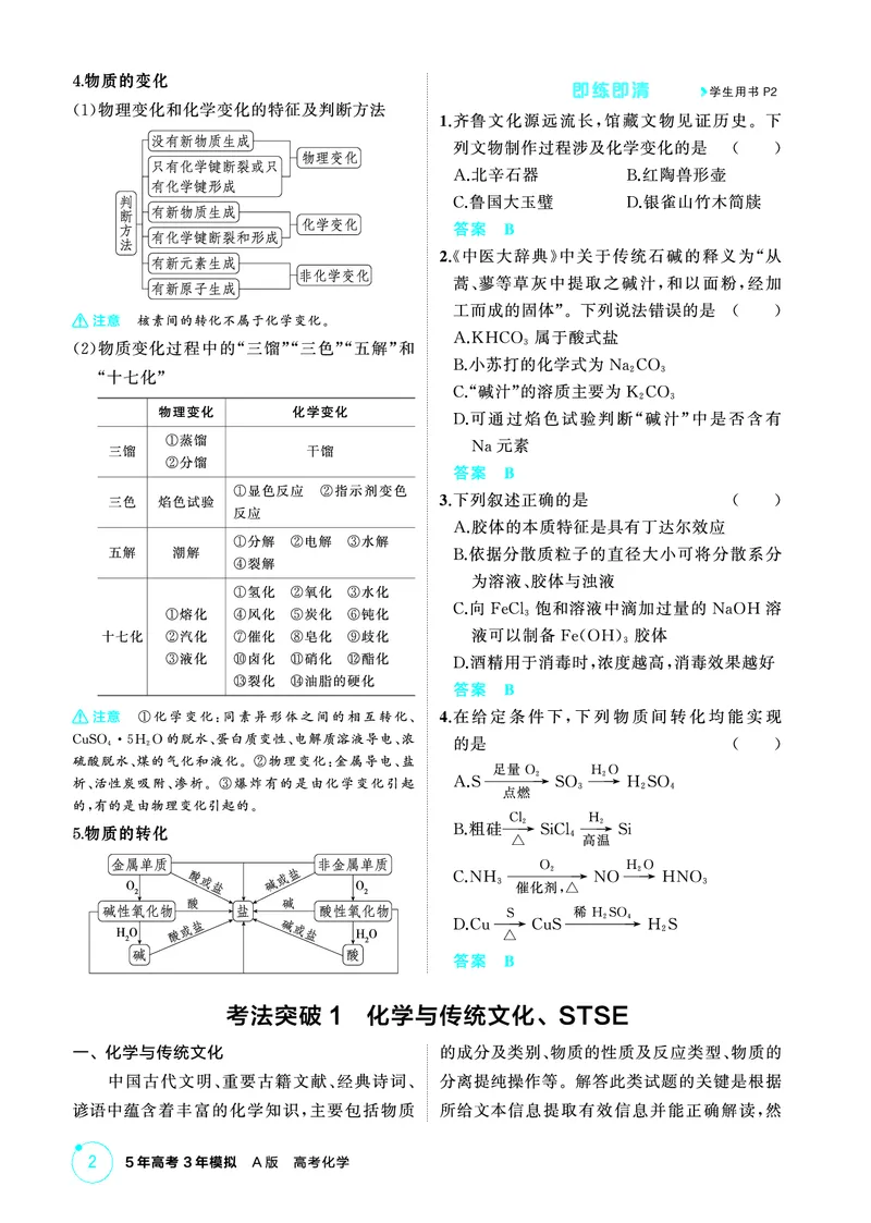 《2_精讲册-第一章　物质的分类及转化　物质的量_2026版教学资源包_202653高考总复习A版_山东版_2026版.山东版.选考总复习.化学.5·3A版_二、教师用书PDF_第一章物质的分类及转化物质的量》第2页预览
