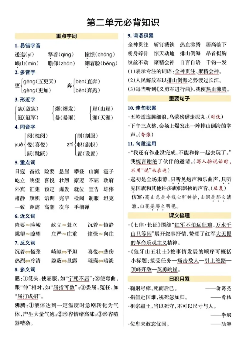 《六年级上学期语文期末必背知识大全_6年级上册同步教辅_6上语文_六上语文重点必背资料》第6页预览