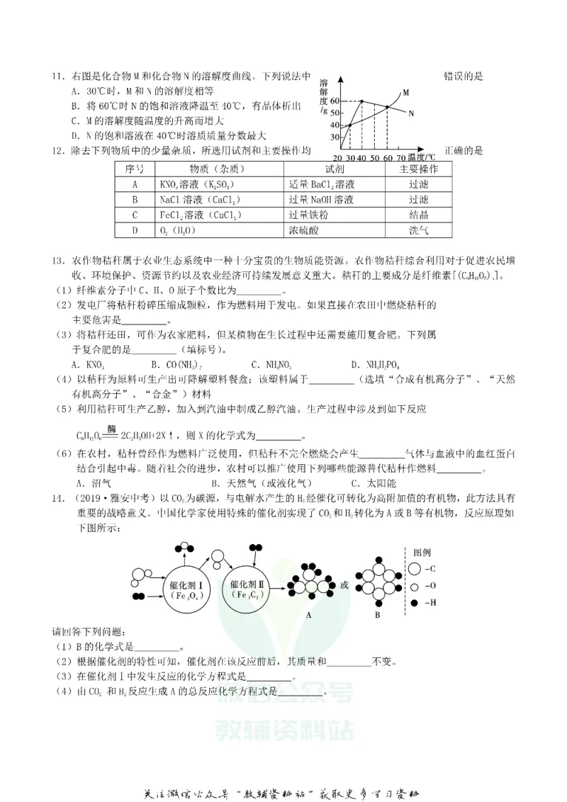 《2019四川省雅安市中考化学真题及答案_初高中资料库_初中资料库（转存避免链接过期失效）_初中化学》第2页预览