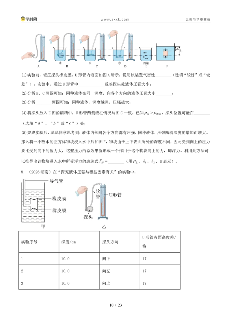 《专题08压强（1年汇编）（全国通用01期）（原卷版）_2026秋初中教辅合集_2027学科网&_2027好题汇编2026年中考物理真题分类汇编（物理）（全国通用）》第10页预览