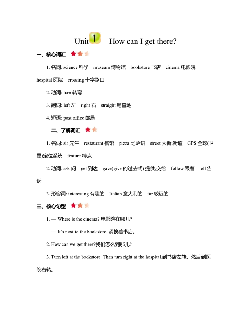 《六（上）英语（人教PEP）知识清单_6年级上册同步教辅_6上英语》第1页预览
