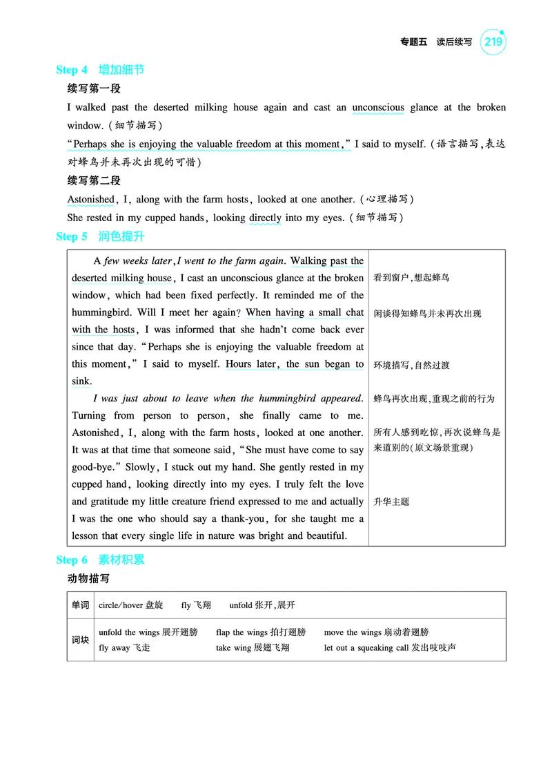《1_专题五_读后续写（教参PDF）_2025版教学资源包_（总复习系列）2025版《5年高考3年模拟》新高考版A版（⭐全科）_2025版.新高考版.高考总复习.英语.5·3A版_题型册_专题五_读后续写》第8页预览