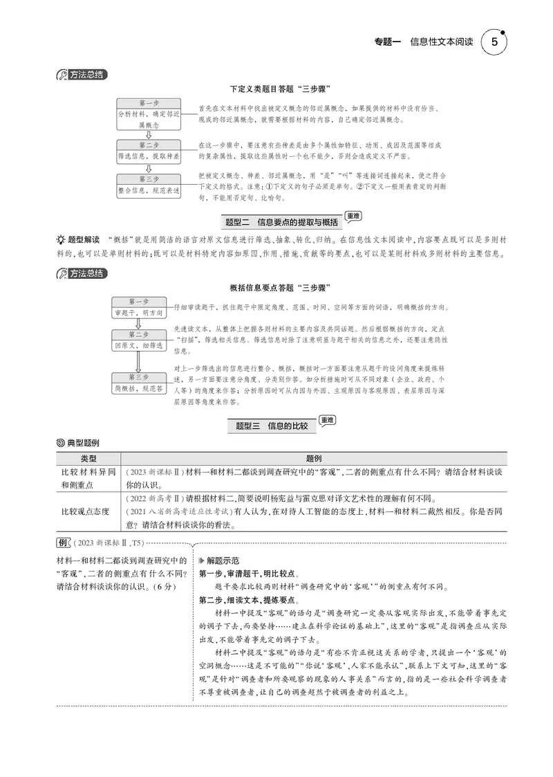 《1_专题一　信息性文本阅读_2025版教学资源包_（总复习系列）2025版《5年高考3年模拟》新高考版B版（⭐全科）_2025版.新高考新教材版.高考总复习.语文.5·3B版_第一部分图书电子教参》第5页预览