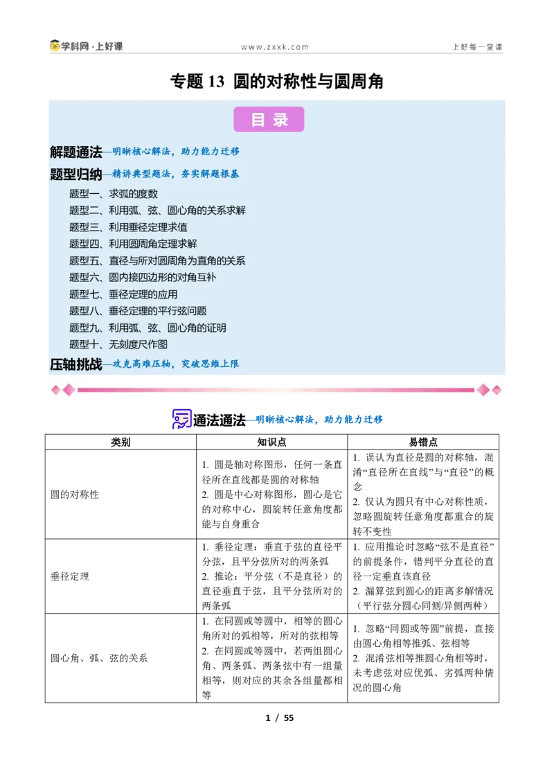 《专题13圆的对称性与圆周角的十类综合题型(压轴题专项训练)数学新教材苏科版九年级上册(解析版)_2026秋初中教辅合集_2027学科网&》第1页预览