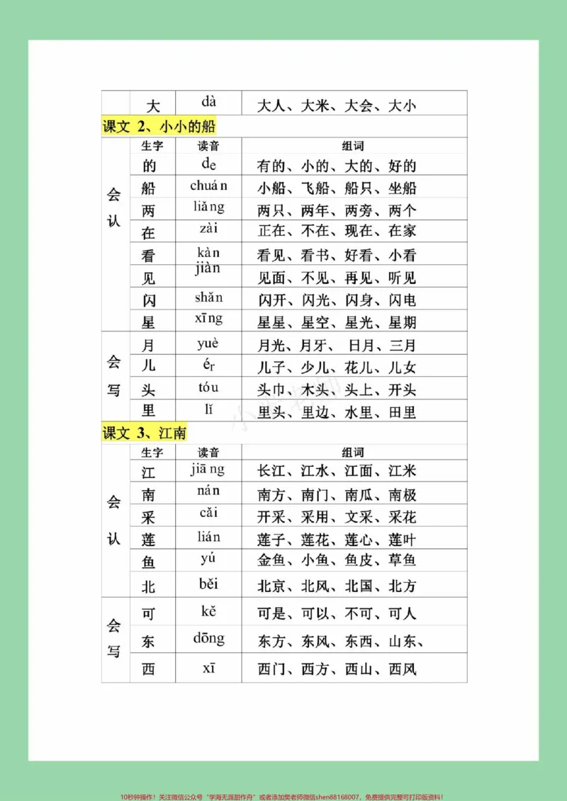《#家长收藏孩子受益#必考考点#一年级语文#生字组词家长为孩子保存练习可打印》第6页预览