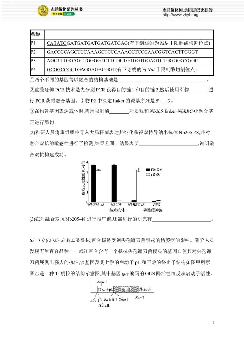 《6.生物技术与工程_2026版高中《二三轮复习+冲刺复习》_高考总复习优化设计二轮用书生物课后习题Word_课后习题_考前增分专练_大题分析与表达练》第7页预览